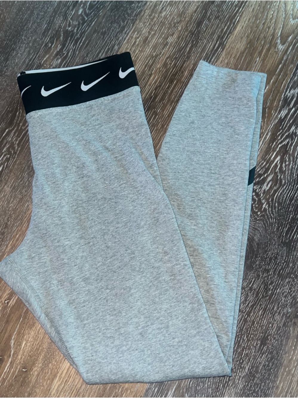 Nike Gray Leggings with Black Logo Waistband
